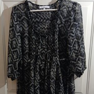 Charlotte Russe Black and White Patterned Blouse